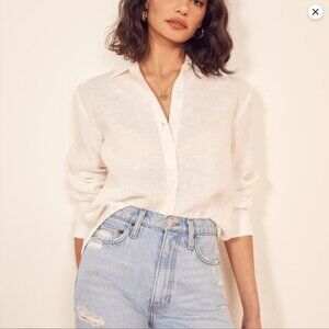 Reformation 100% Linen Button Down Shirt Size Beach Coastal White Top Blouse S